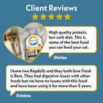Fresh Is Best feline nutrition package display for authentic raw diet