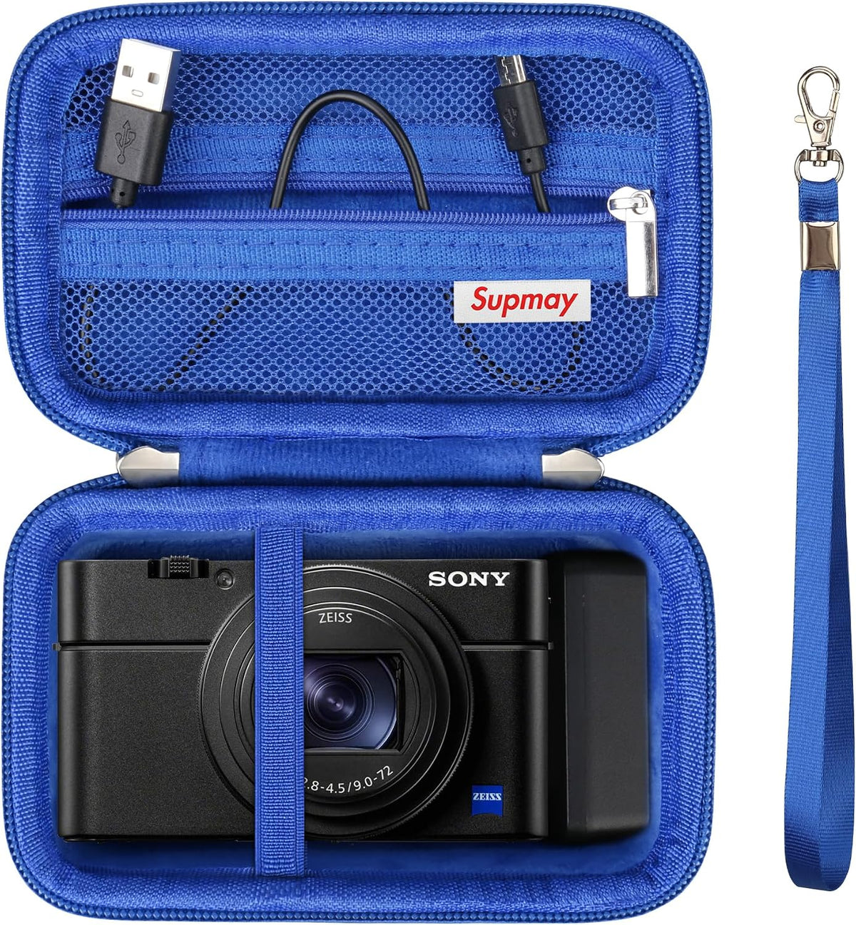 Carrying Case for Sony RX100 VII/ RX100 VI/ RX100 V/ RX100 IV/ RX100 III Premium Compact Camera, Storage Holder Travel Bag with Zipper Mesh Pocket for Charging Cable, USB Card, Black - Image 13