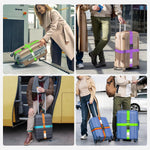 Durable multi-color travel straps showing buckle mechanism