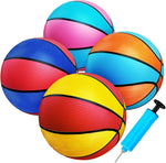 Qirptey 4 pack mini basketball set with included manual pump front view