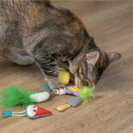 Happy cat interacting with the lightweight bat and swat toys.