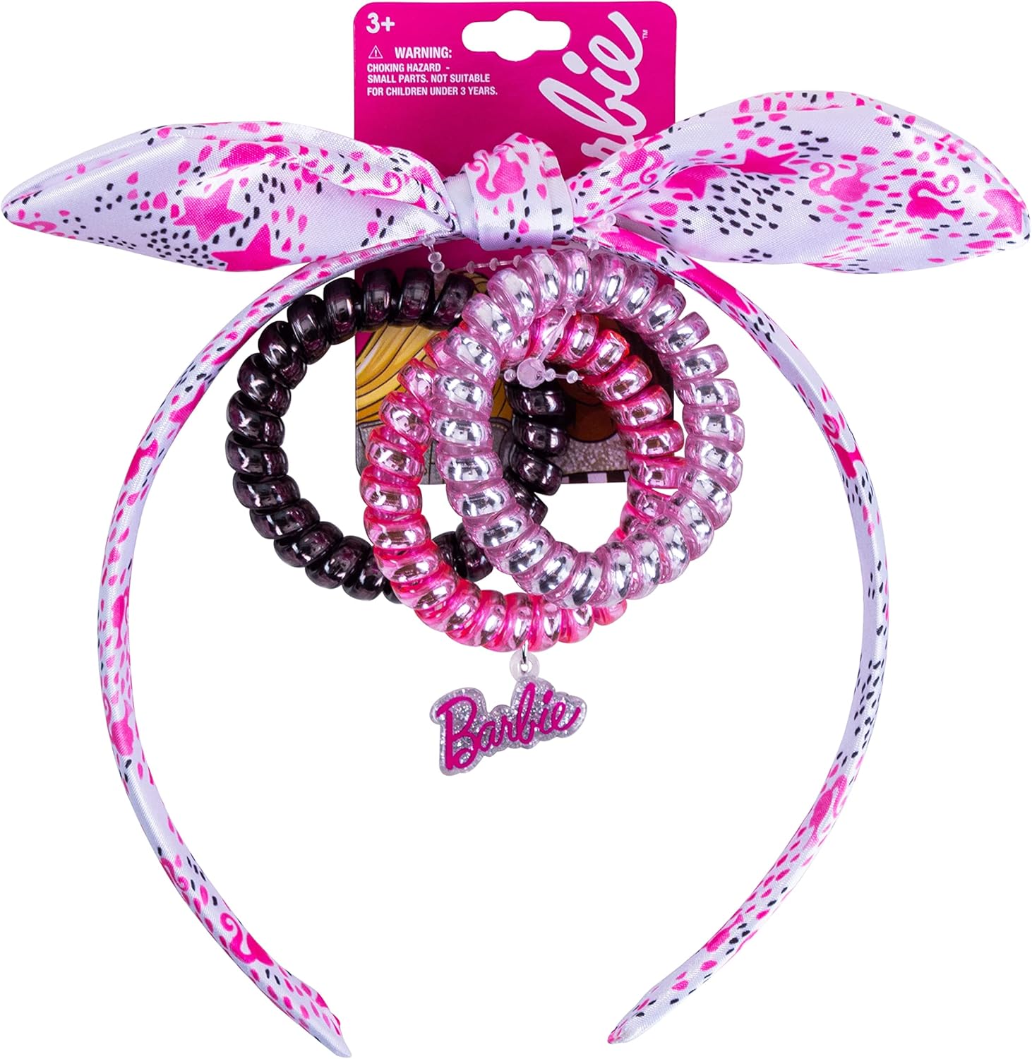 Luv Her Barbie 4 piece knotted headband and hair ties set front view