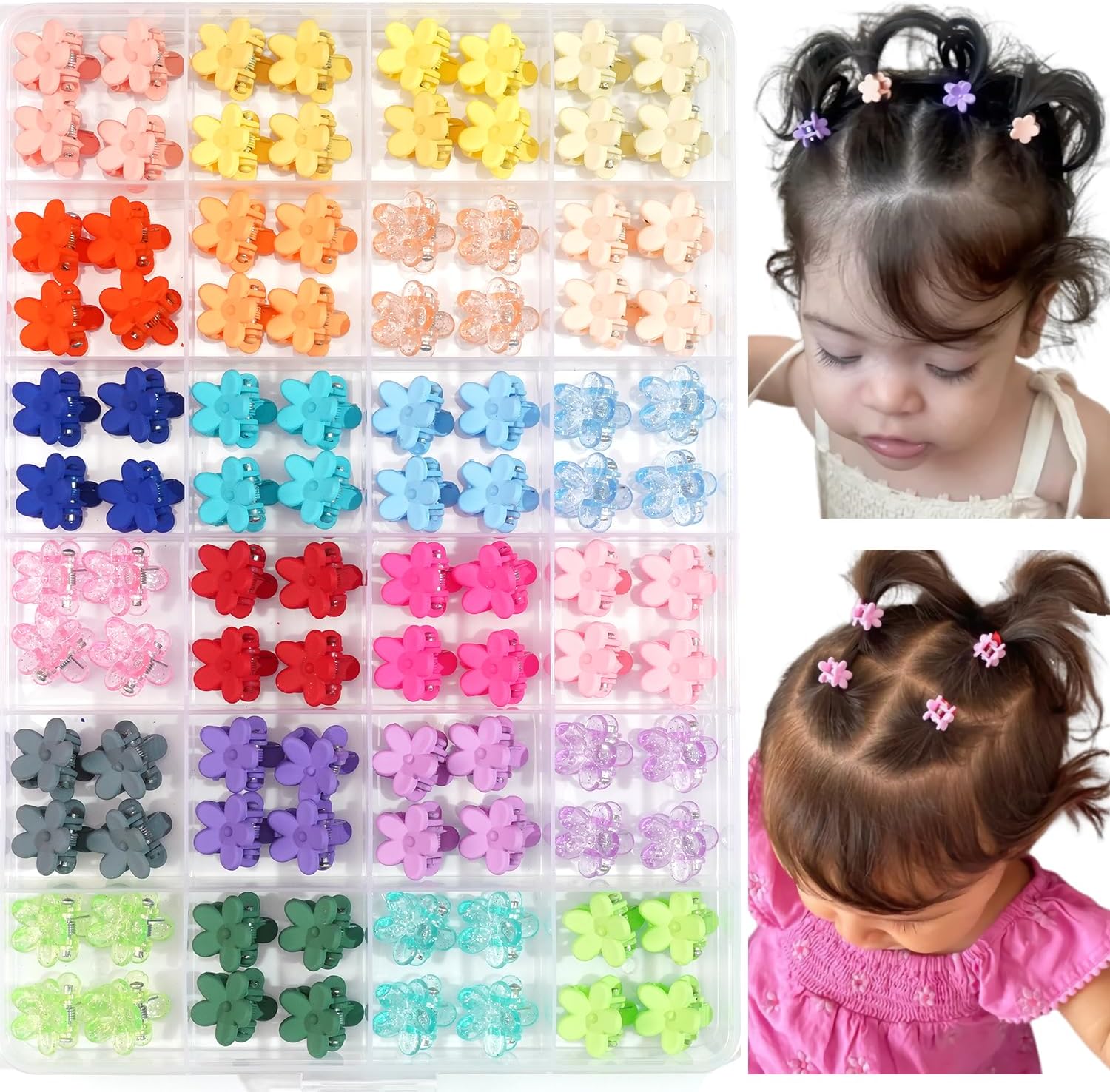 Céllot 96 piece mini flower hair claw clips set front view