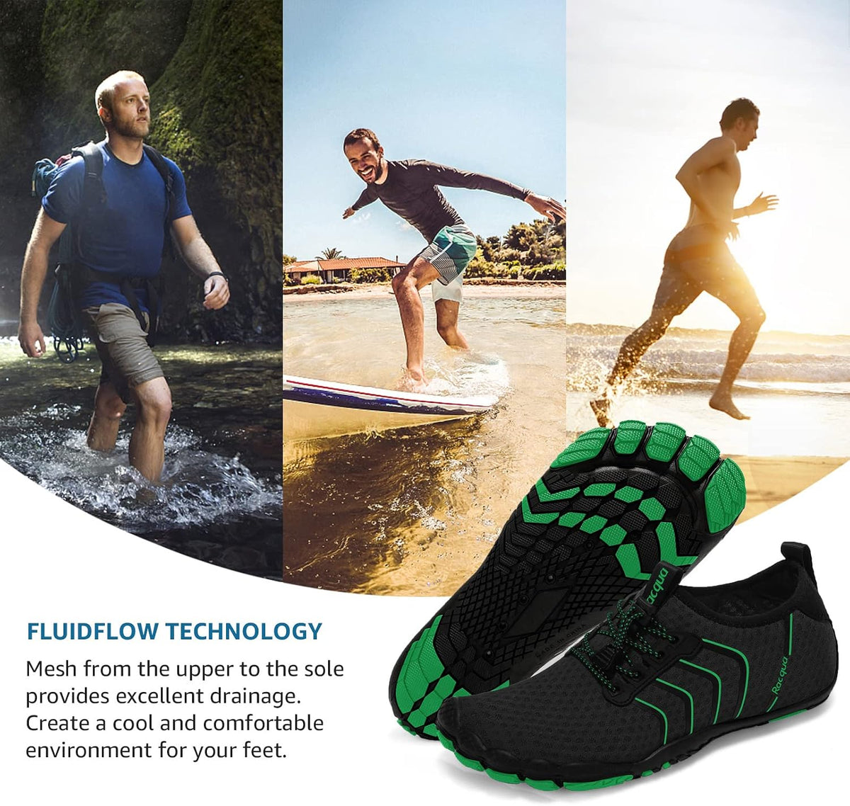 Racqua flexible water shoes twisted to show flexibility