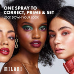 Milani Make It Dewy mist bottle showcasing hydrating and radiant finishing qualities.