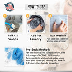 Fragrance free dog and cat laundry powder safe for sensitive pet bedding
