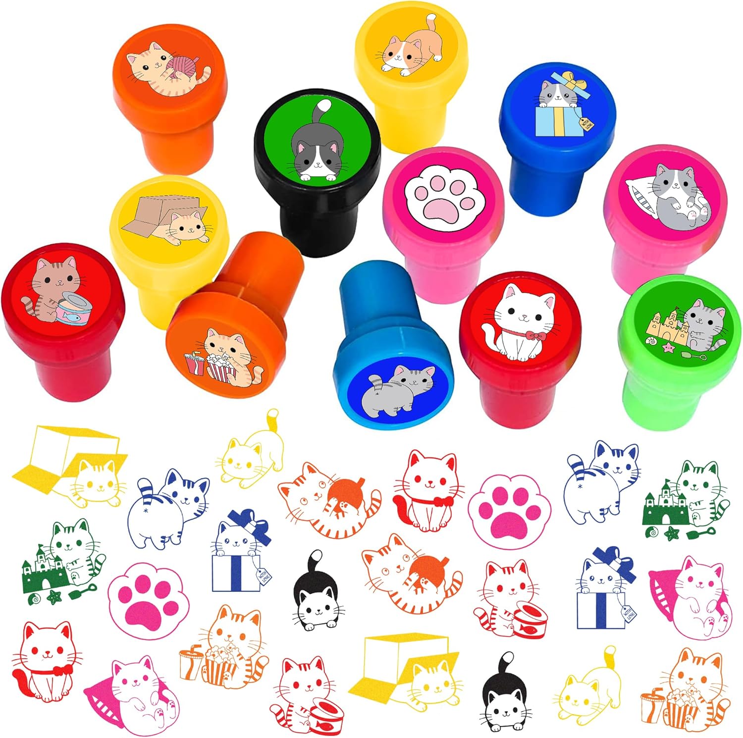 Generic cat themed stamps for kids front view