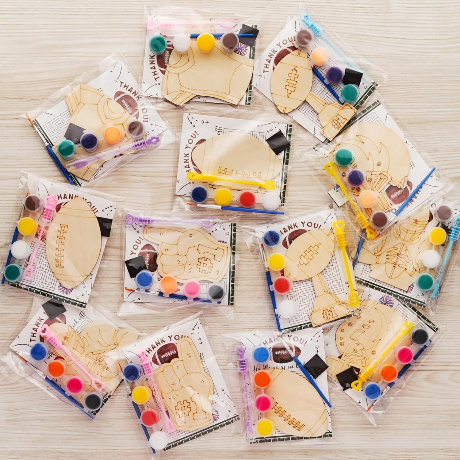 Gogreenwoven football party favors 12 piece kit front view