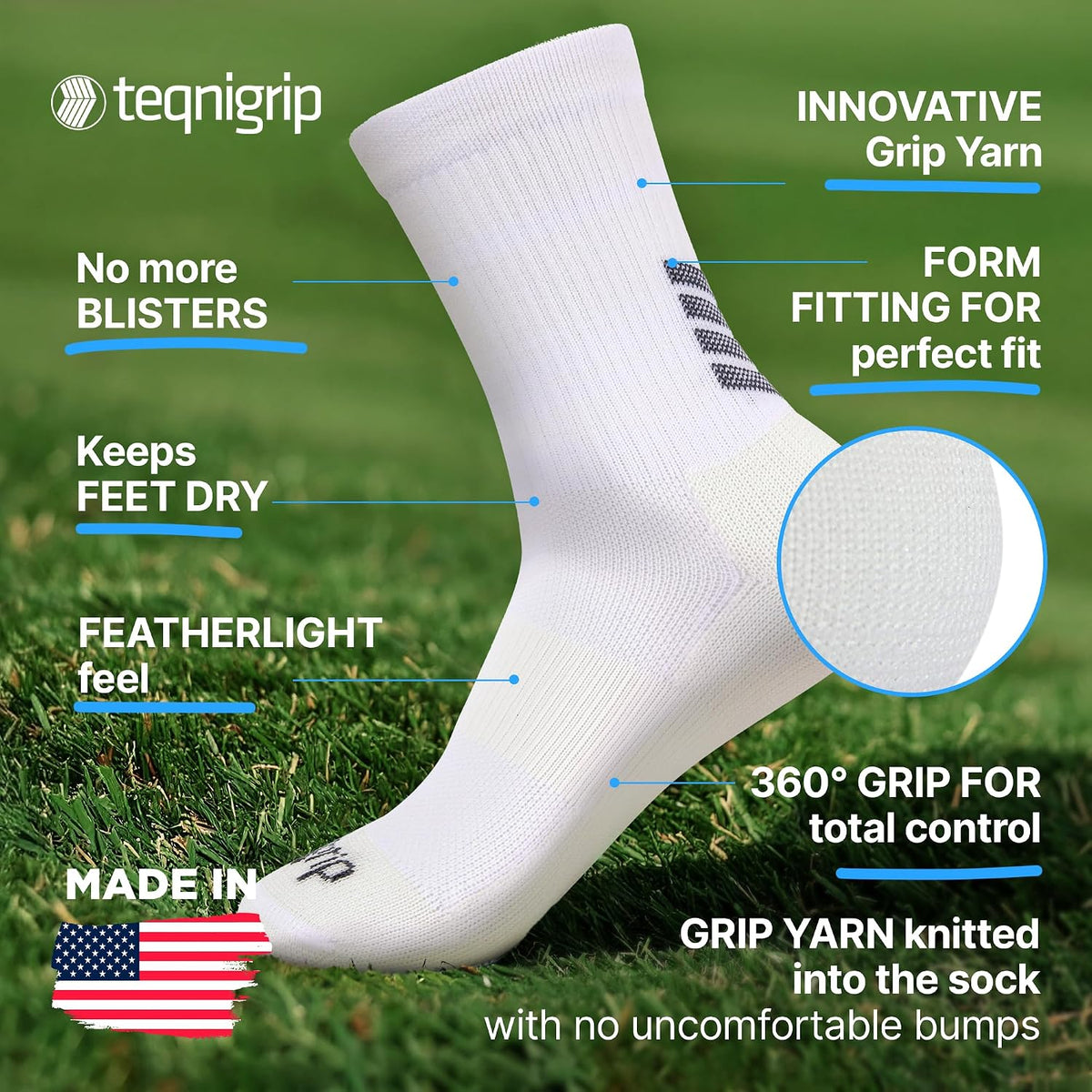 Teqnigrip non slip socks paired together in black large size