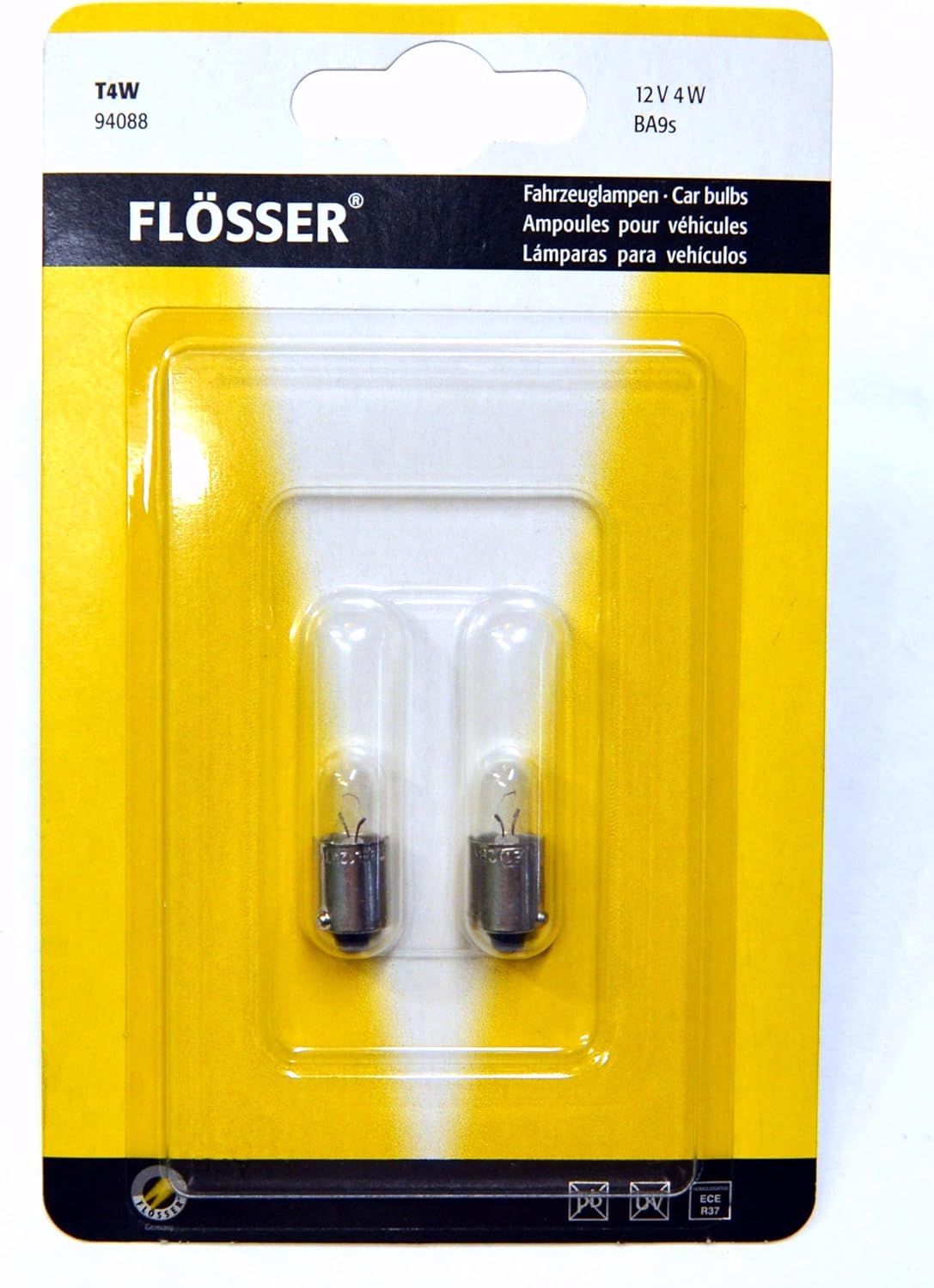 Flosser T4W BA9s incandescent bulbs front view packaging
