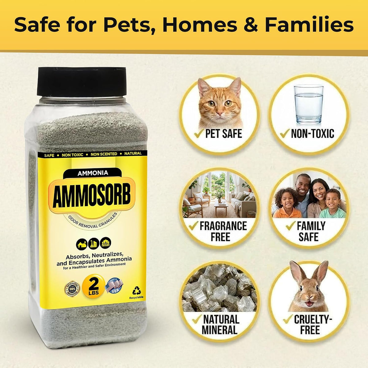 Non toxic urine odor neutralizer for multi cat households product packaging