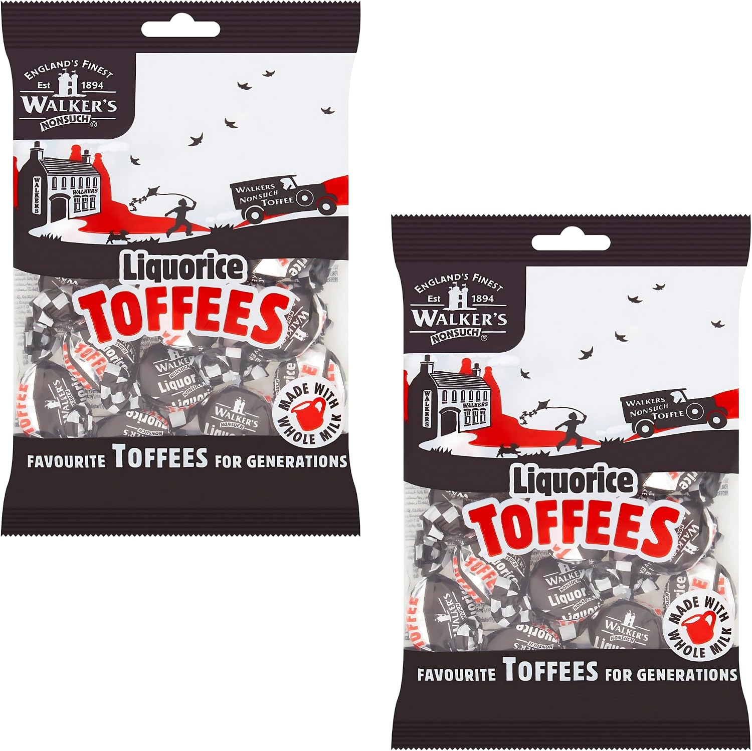 Walkers Nonsuch Liquorice Toffees front view of pack traditional British candy
