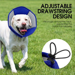 Comfortable protective pet recovery collar with drawstring adjustment