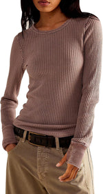Morhuduck women waffle knit top front view clothing