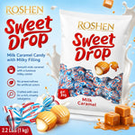 Roshen Sweet Drop confectionery back label showcasing the Halal and Kosher certification logos