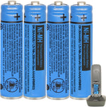 HIECTPRO BK-30AAABU NiMH AAA rechargeable battery four pack front view showcasing product packaging.