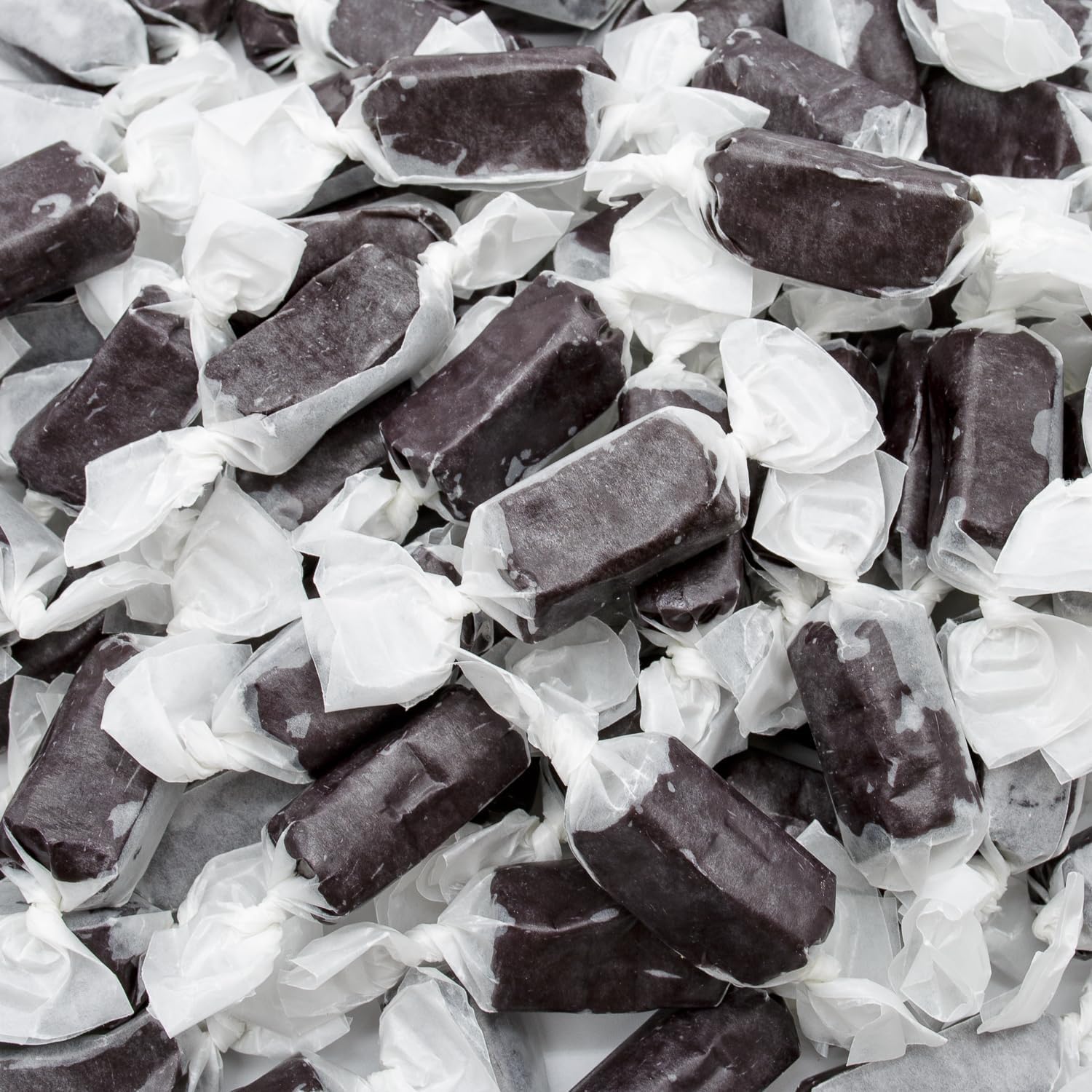 Donty-Tonty Black Licorice Caramel Candy sixteen ounce bag front view displaying gourmet soft chews.