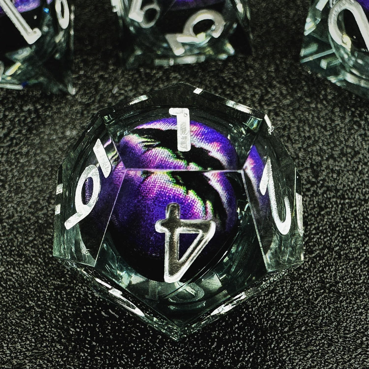 HAOMEJA 7 piece tabletop gaming dice set angle view