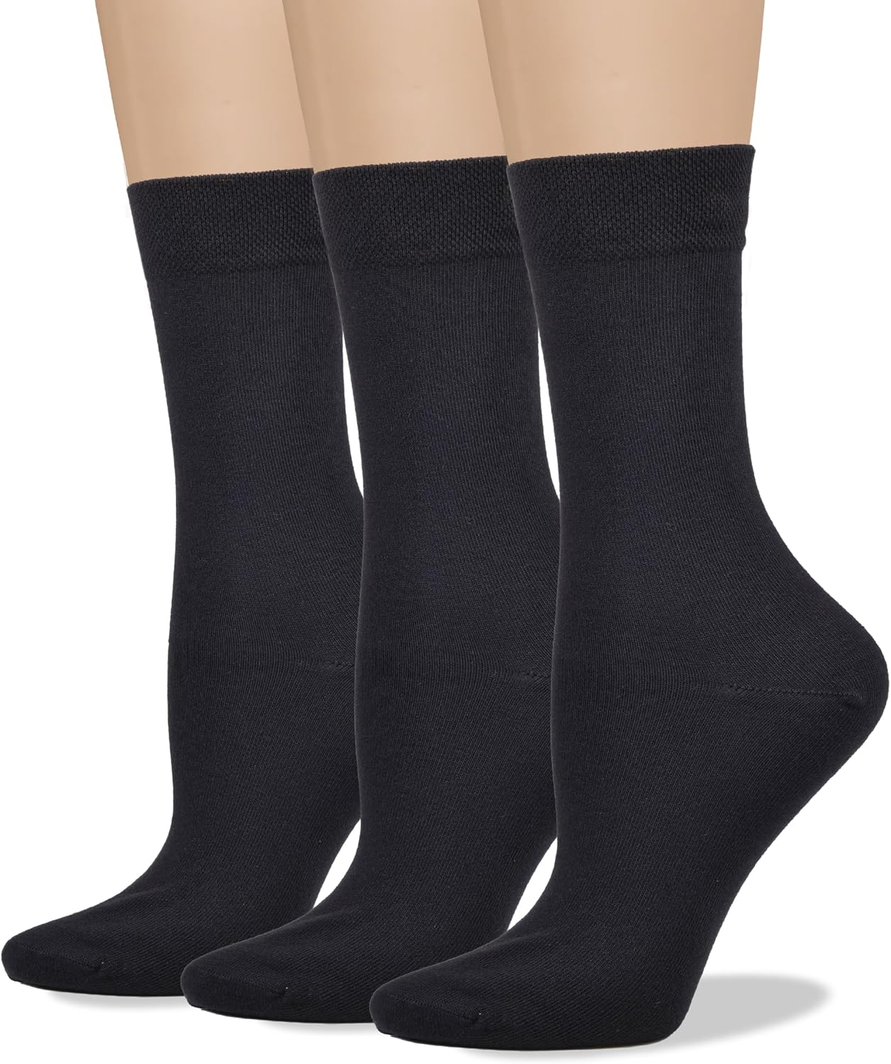 COTTON DAY women soft combed cotton socks front view classic black