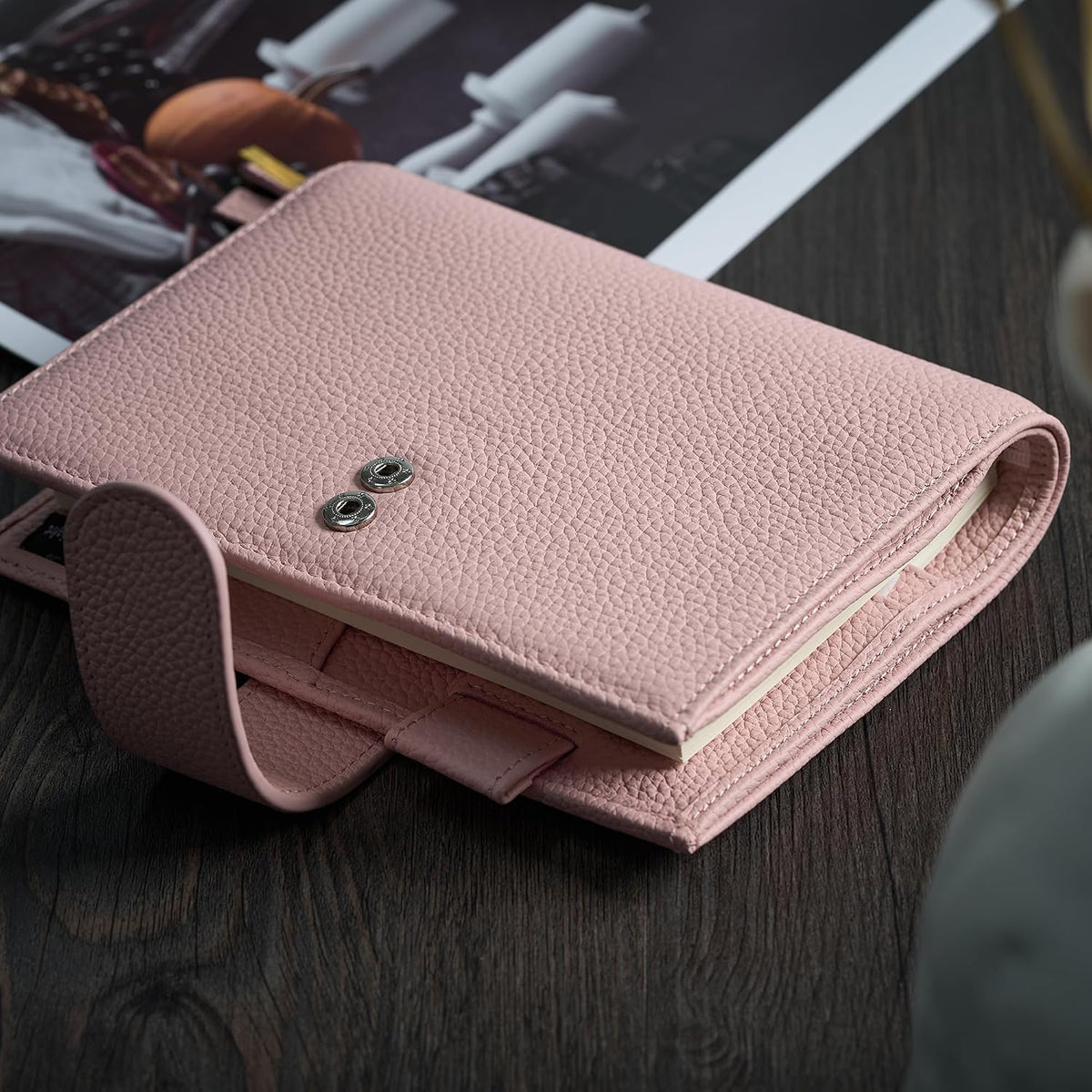 Ox Knight pink leather cover with dual bookmarks and charms
