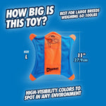 Chuckit waterproof floating dog toy in water