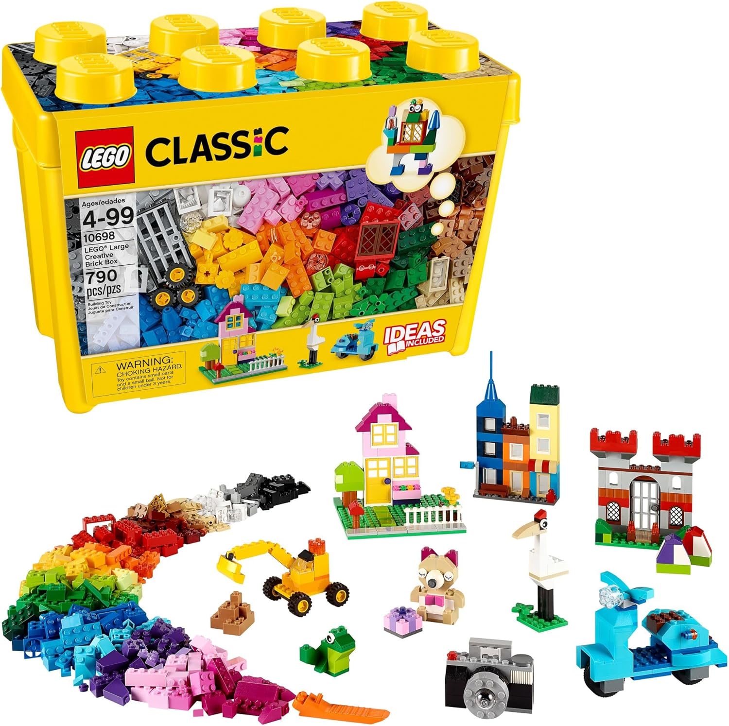 Lego Classic Large Creative Brick Box 10698 front view with storage bin
