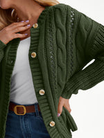 Lillusory knit outerwear button closure detail