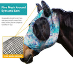 Close up of breathable ear mesh on horse fly mask