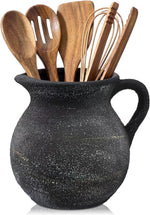 Potchen Rustic Kitchen Utensil Holder with Handle,7.48" H Ceramic Vintage Utensil Crock for Countertop, Farmhouse Kitchen Decoration Ceramic Pot for Spatulas Spoons Tongs(Classic,Antique Beige) - Image 11