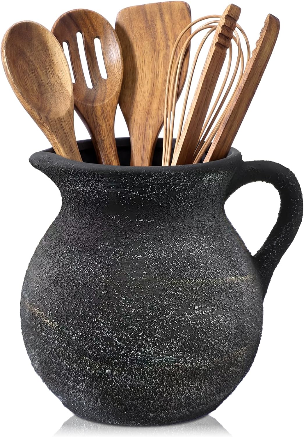 Potchen Rustic Kitchen Utensil Holder with Handle,7.48" H Ceramic Vintage Utensil Crock for Countertop, Farmhouse Kitchen Decoration Ceramic Pot for Spatulas Spoons Tongs(Classic,Antique Beige) - Image 11