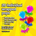 Wearable hard candy rings in strawberry and blue raspberry flavors