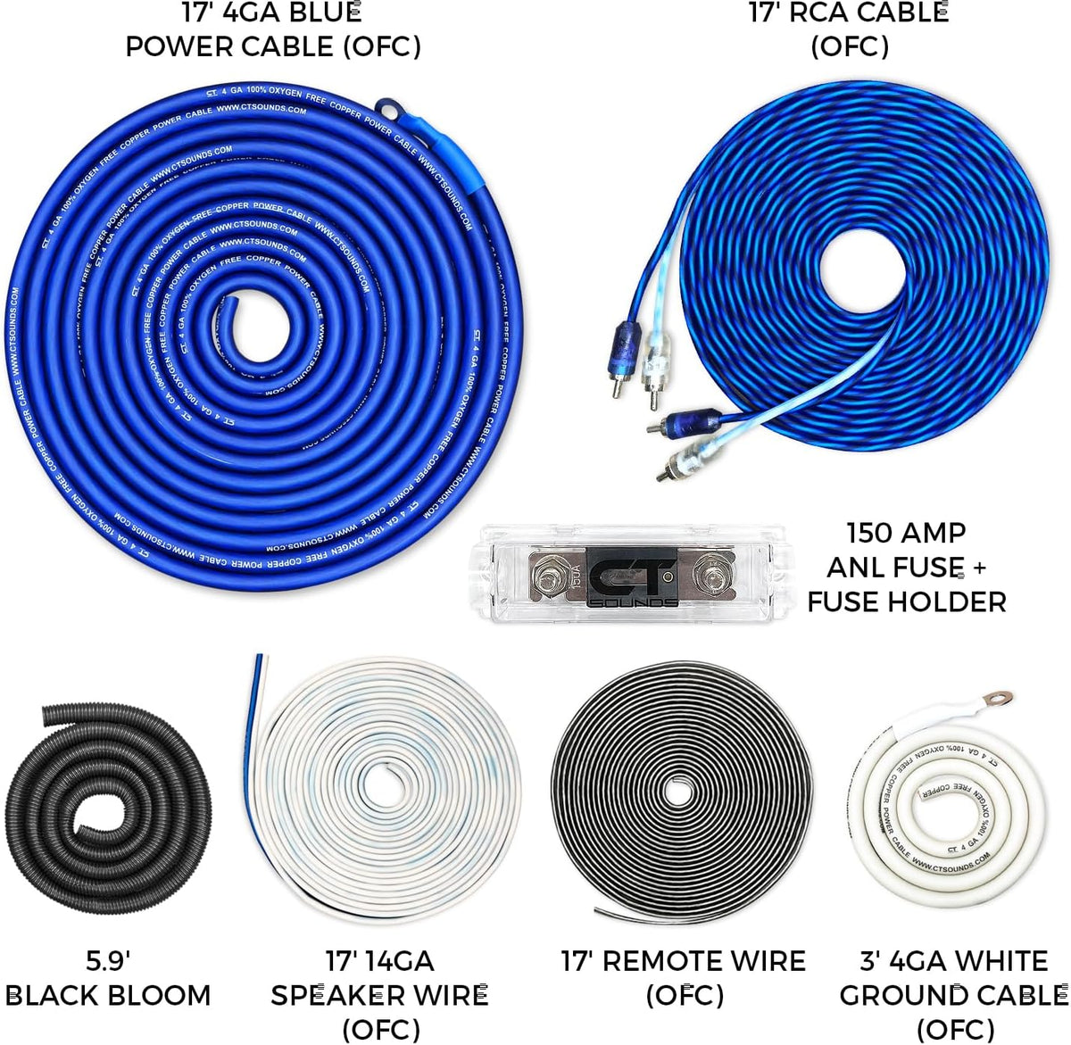CT Sounds AMPKIT-4GA-ELITE complete contents layout