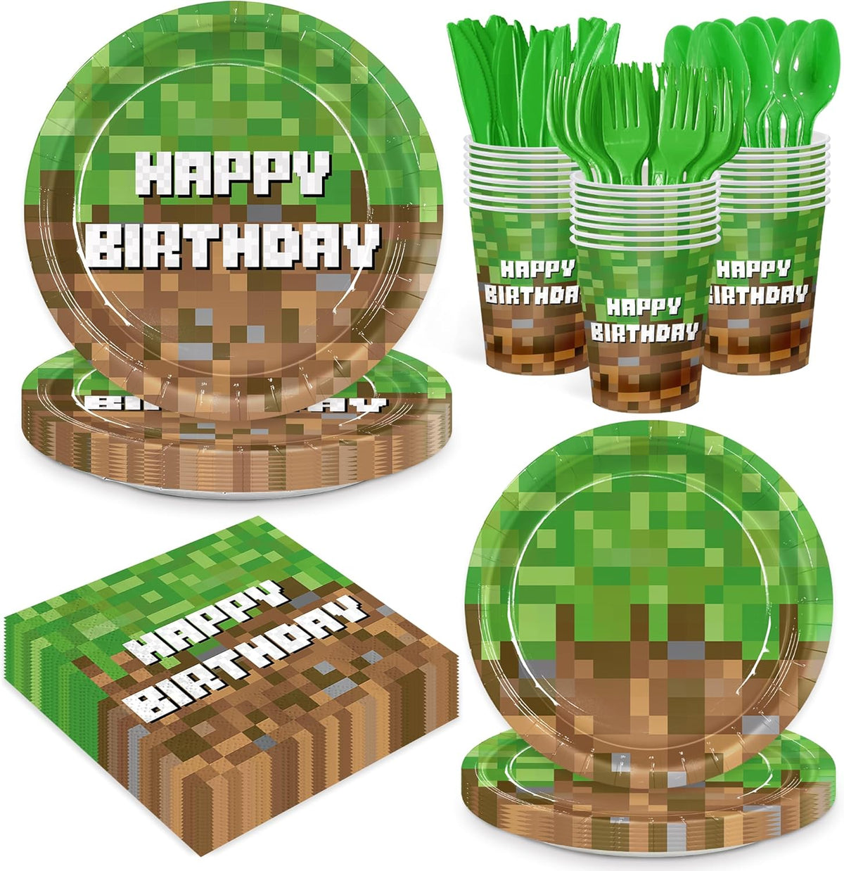Gudvilla 168 pieces green birthday party decorations set front view