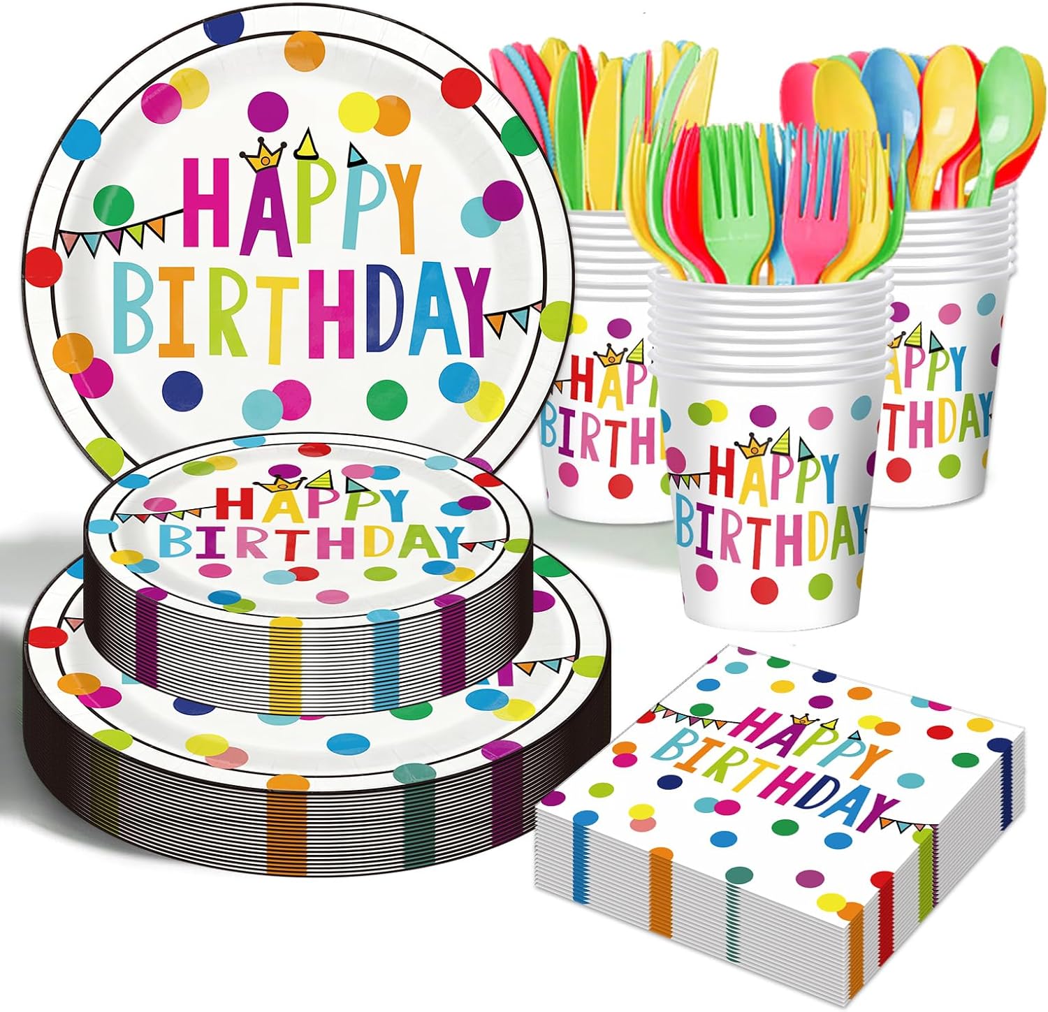 Decorlife happy birthday party tableware set front view