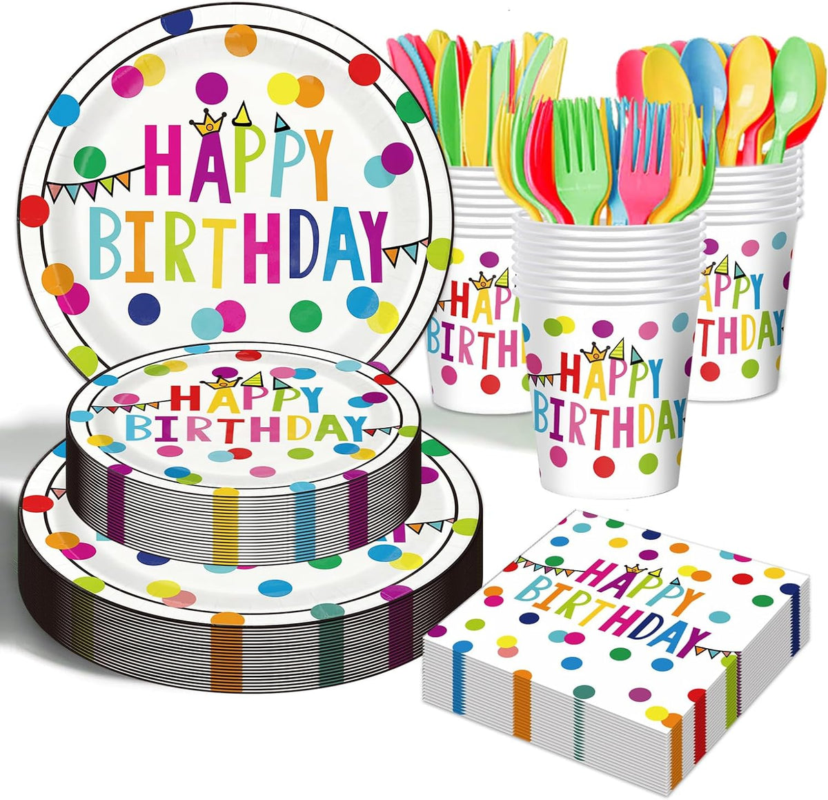 Decorlife happy birthday party tableware set front view