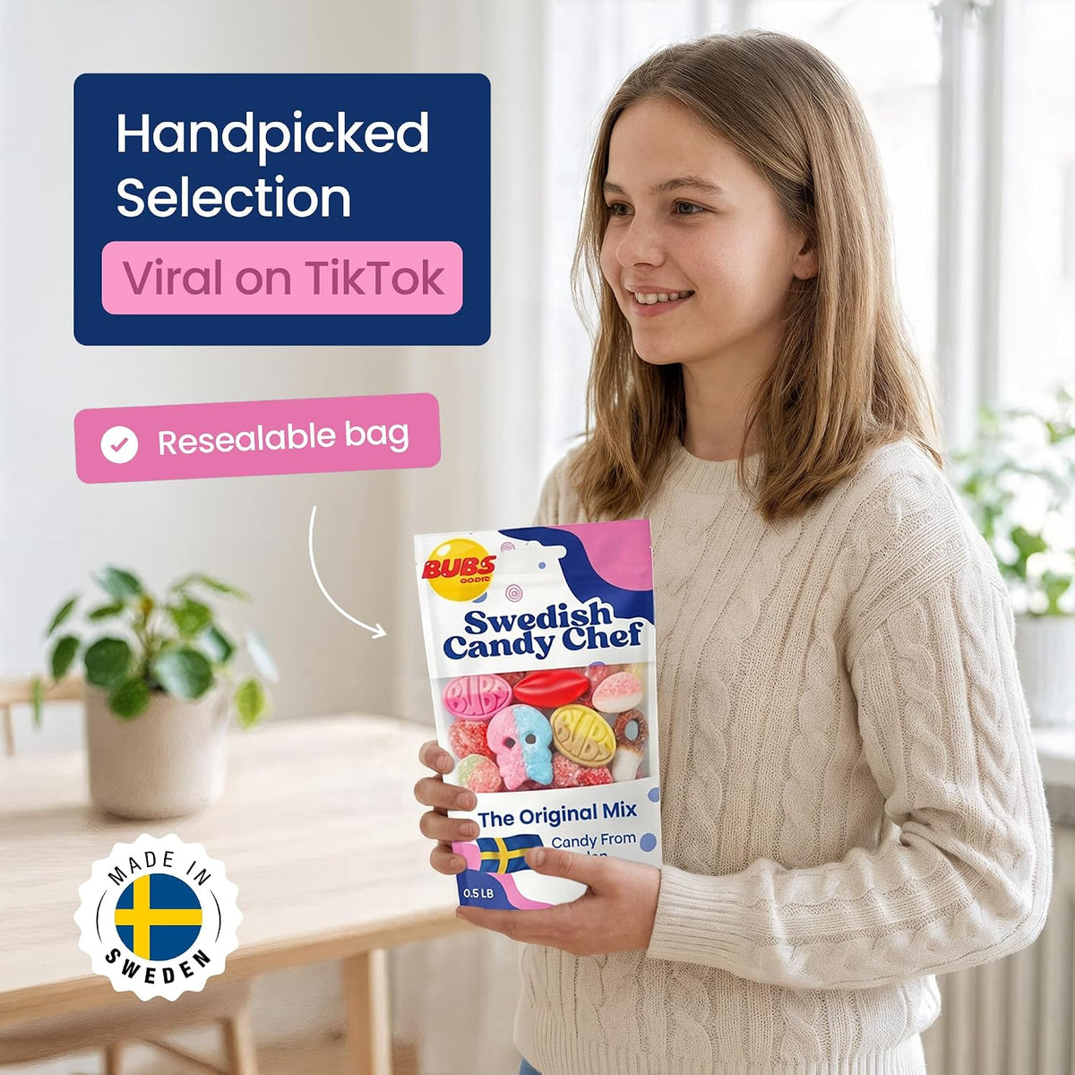 Premium imported candy selection from Sweden showcasing different shapes and flavors.