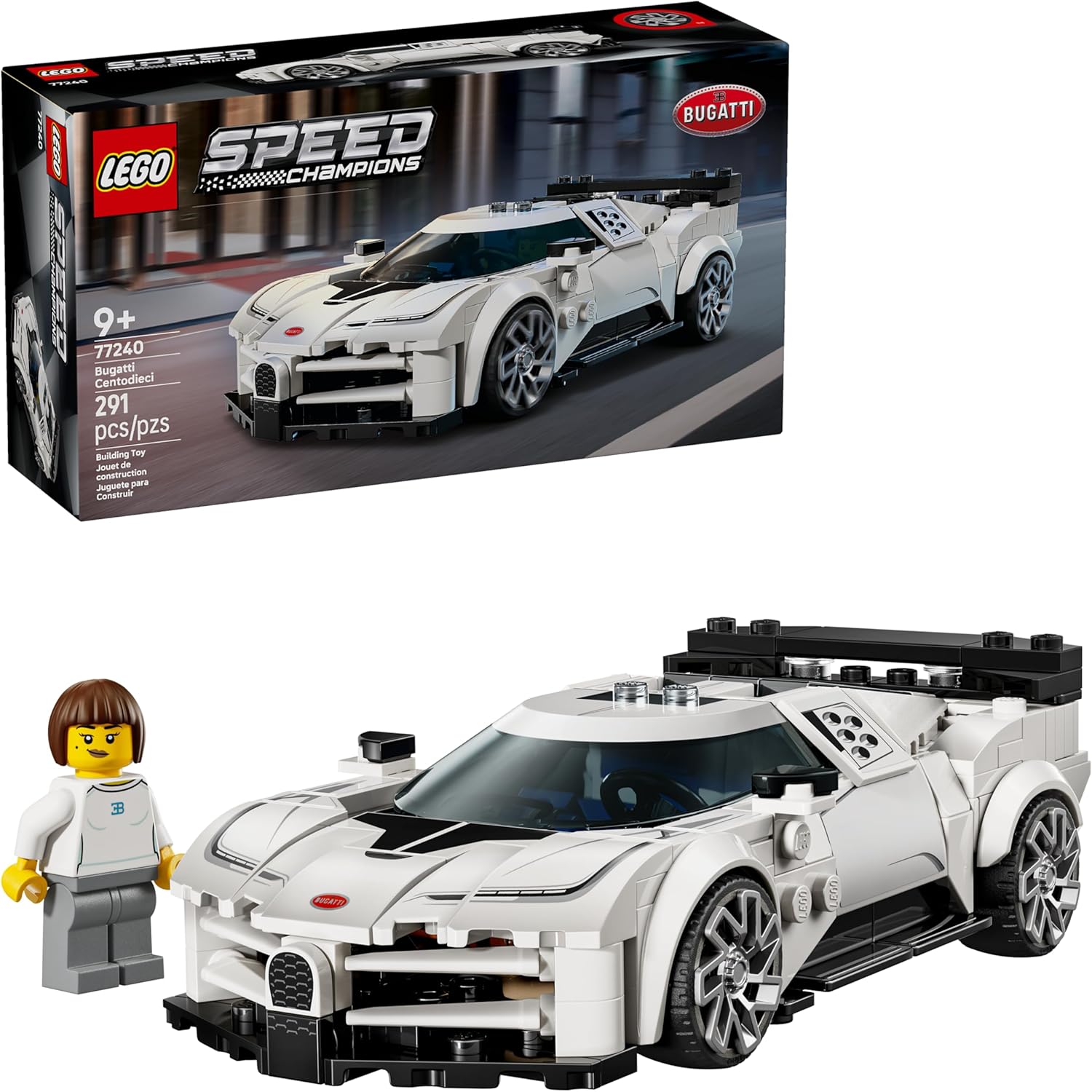 Lego Speed Champions Bugatti Centodieci front view hypercar model