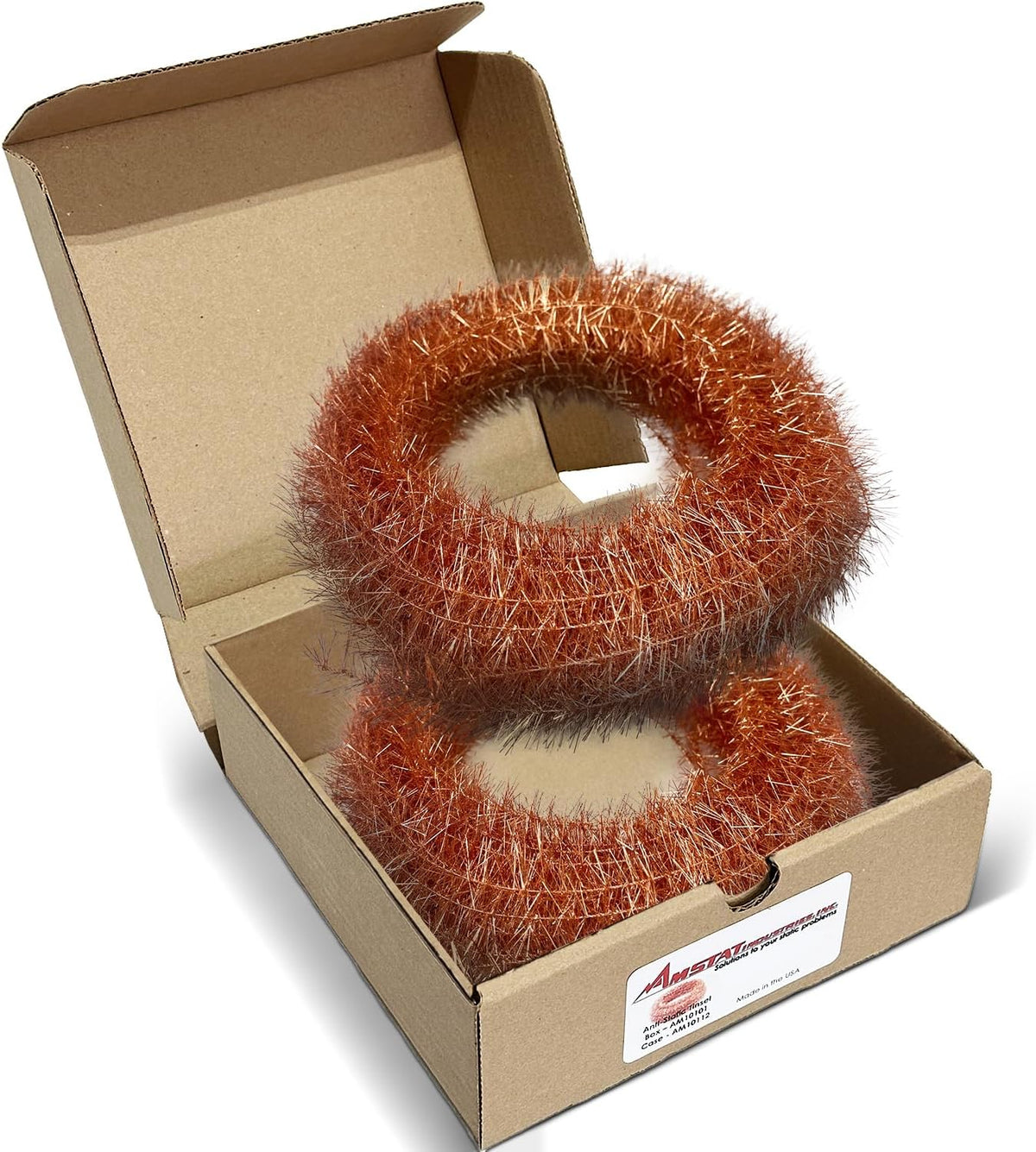 Amstat anti-static copper tinsel front view packaging box