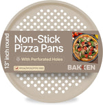 Bakken Pizza Baking Pan - Round Perforated Carbon Steel Pan with Non-Stick Marble Coating, Oversized Silicone Handle, Dishwasher Safe, High-Temperature Resistant, Durable & Easy Cleanup White, 2 Pack - Image 13