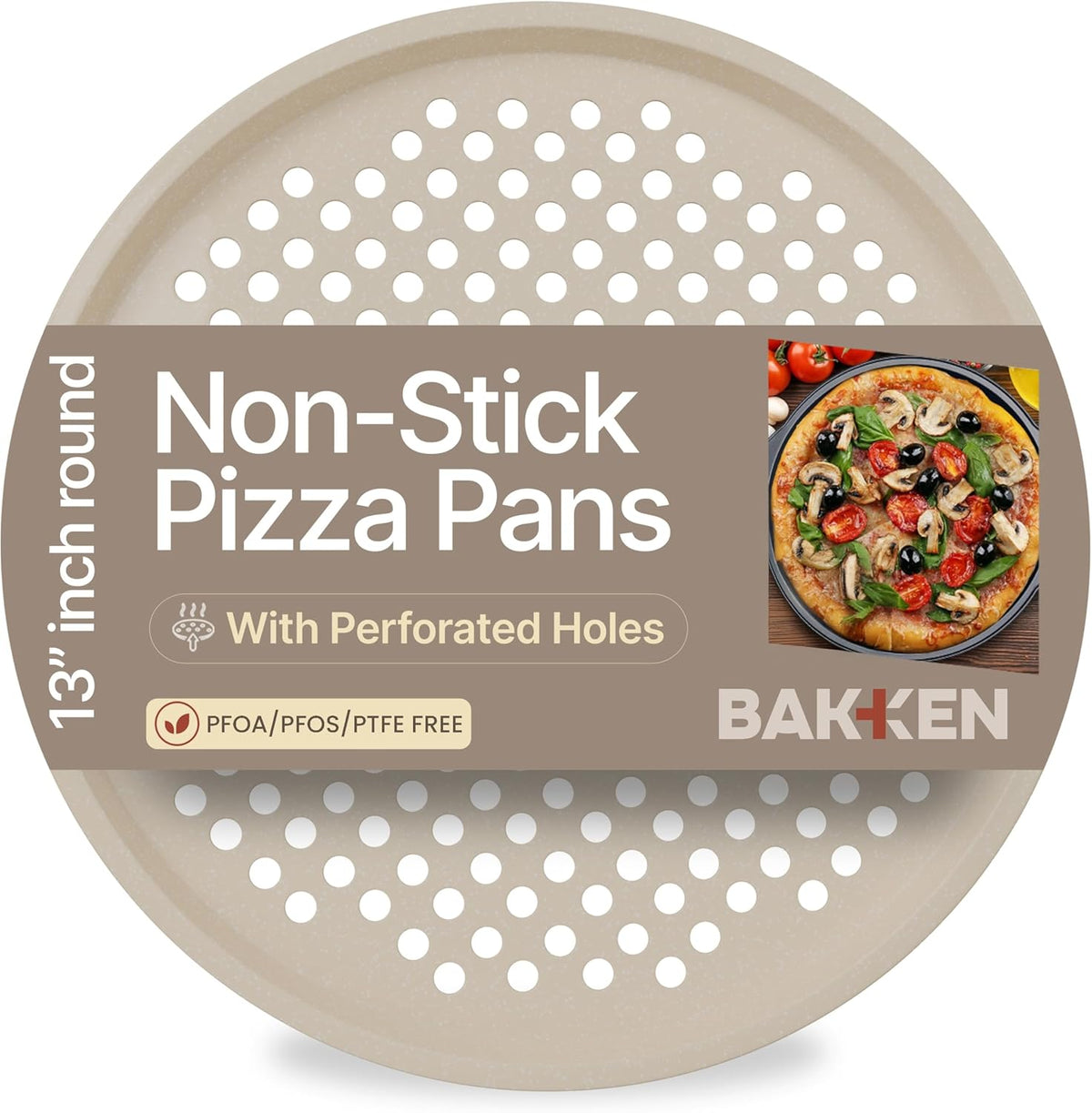 Bakken Pizza Baking Pan - Round Perforated Carbon Steel Pan with Non-Stick Marble Coating, Oversized Silicone Handle, Dishwasher Safe, High-Temperature Resistant, Durable & Easy Cleanup White, 2 Pack - Image 13