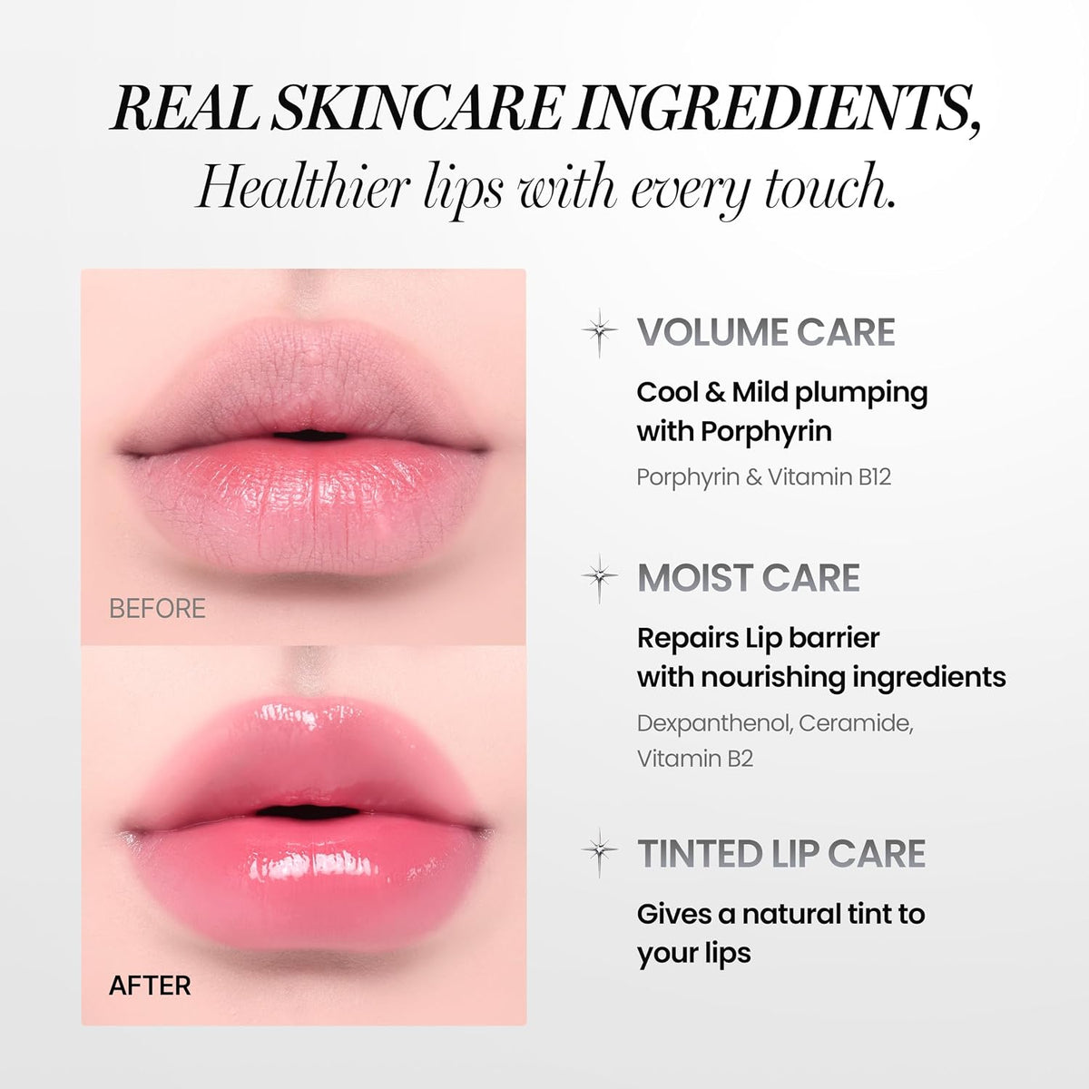Mirror glow finish of Neogen lip serum on lips