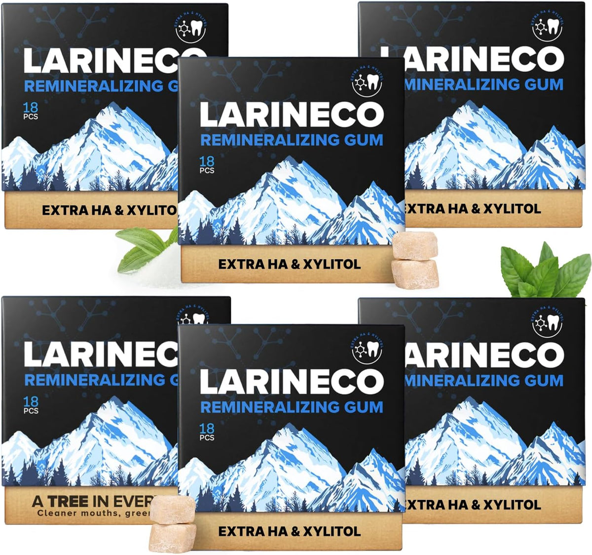 Larine Remineralizing Gum with Nano Hydroxyapatite & Xylitol - Sugar-Free Xylitol Gum - Plastic-Free, Dye-Free, Aspartame-Free - Natural Base - 36 Pieces (18 Count Pack of 2, Peppermint) - Image 11