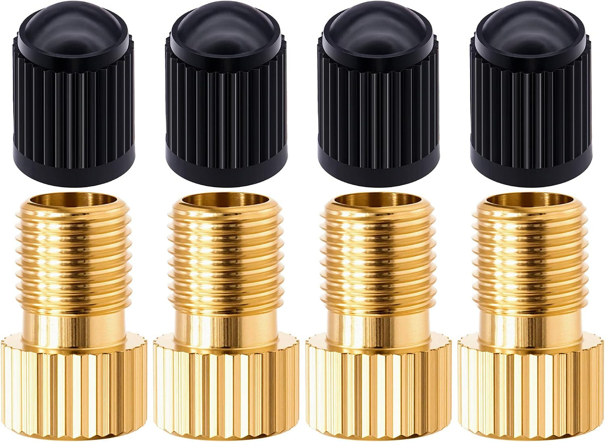 2PCS Brass Presta Valve Adapter, Convert Presta to Schrader Adaptor, Inflate Tire Using Standard Pump or Air Compressor for Bikes, 2 Pack Black Tire Valve Caps(Reticulated Grain Style) - Image 14