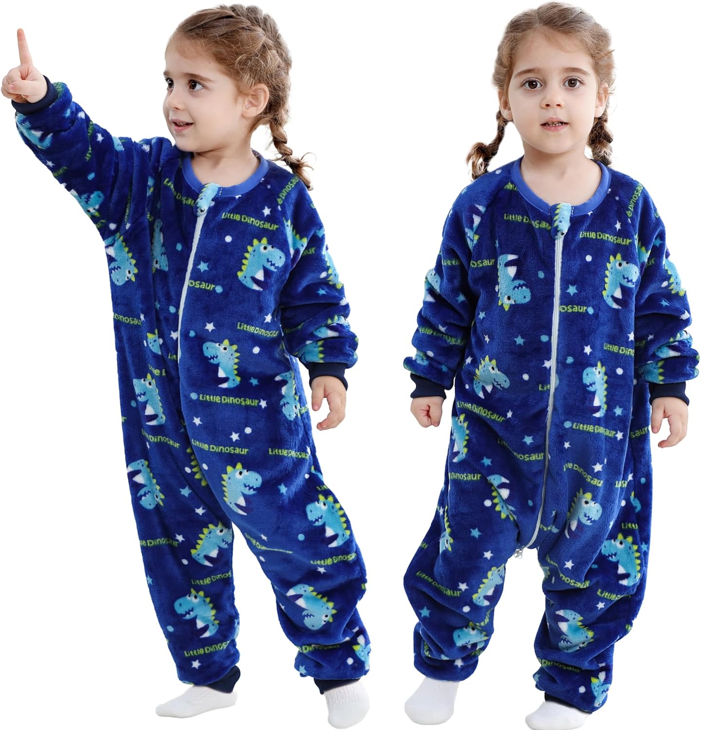 Michley toddler flannel sleeping sack with feet front view
