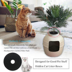 Thickened black circular pet odor control filters showing natural charcoal texture