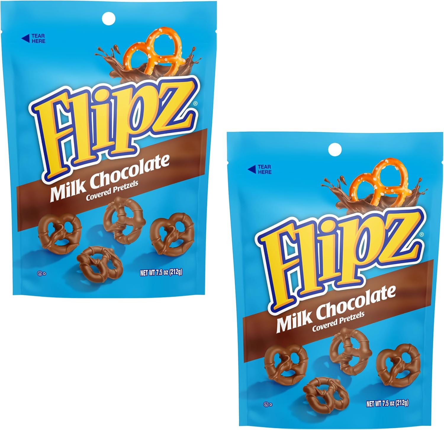 Flipz Milk Chocolate Covered Pretzels front view pack of two