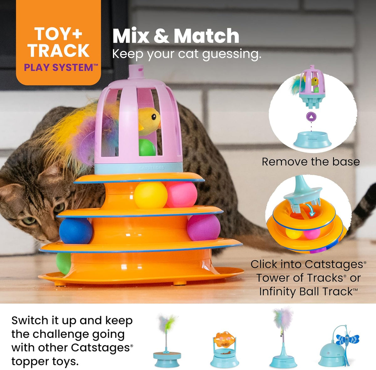 Catstages 2-in-1 pet toy removable base