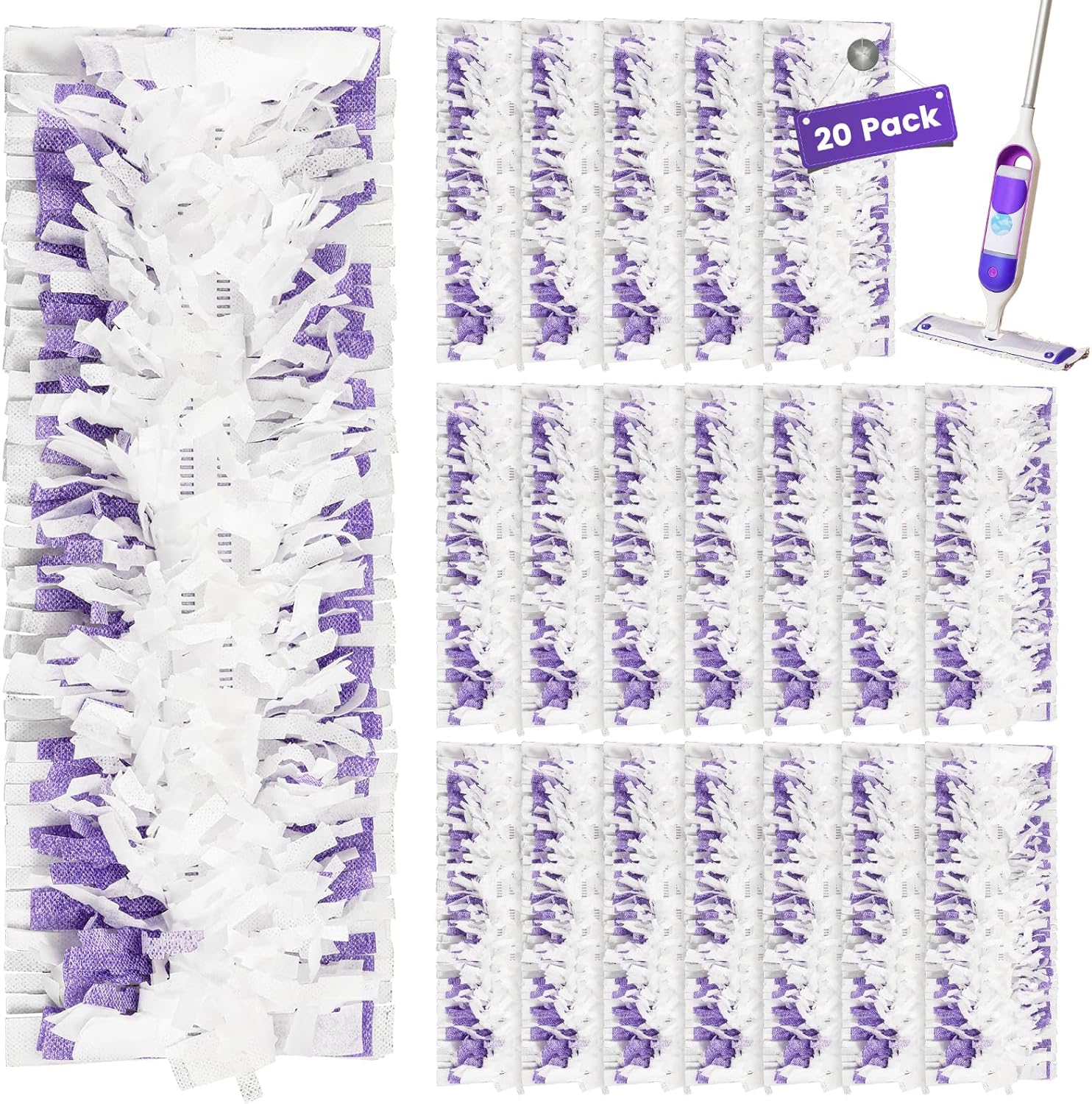 CANAVY disposable mopping pads twenty pack front view showcasing thick uncompressed microfiber layering.