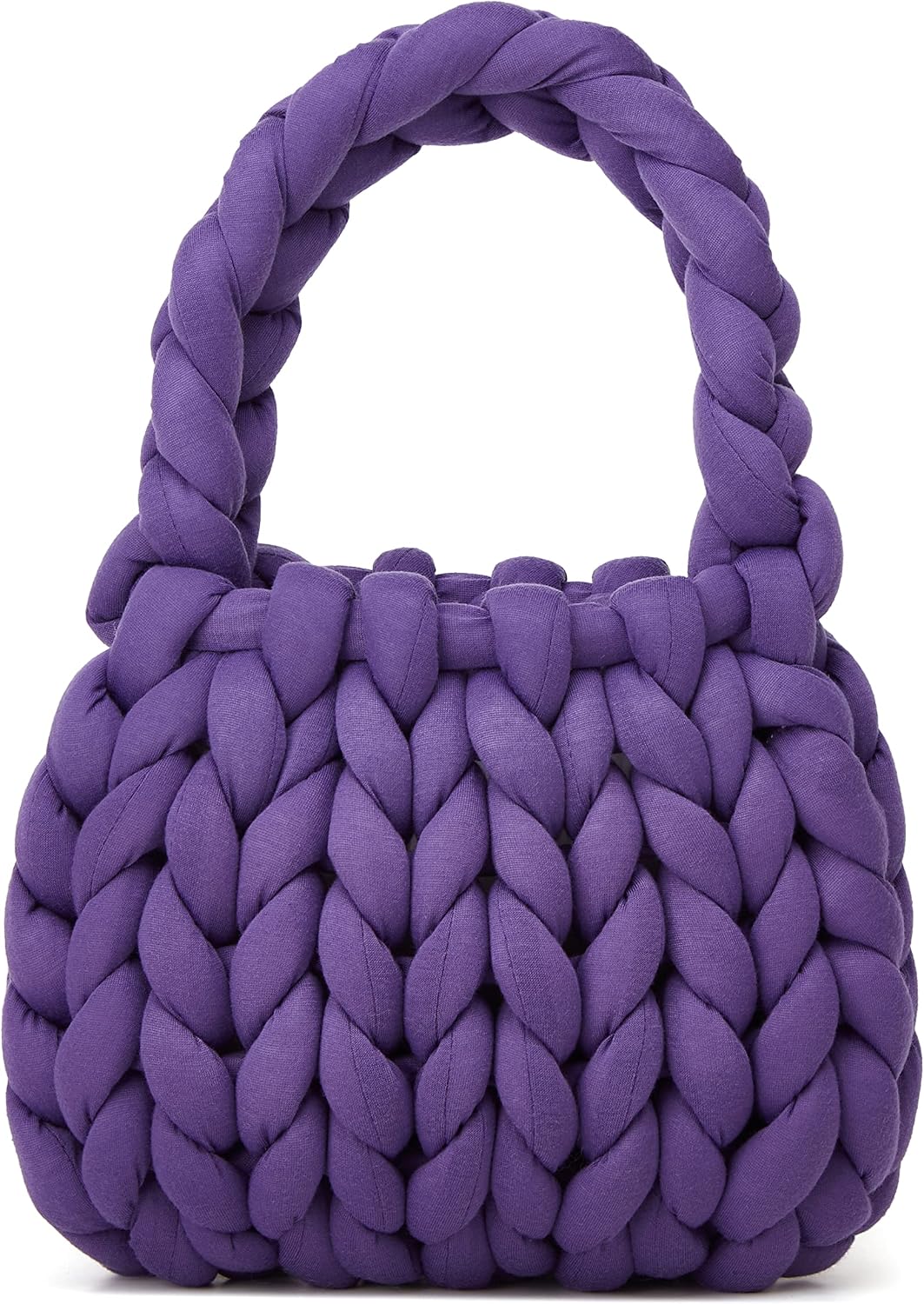 Solyinne handmade woven knit clutch bag front view