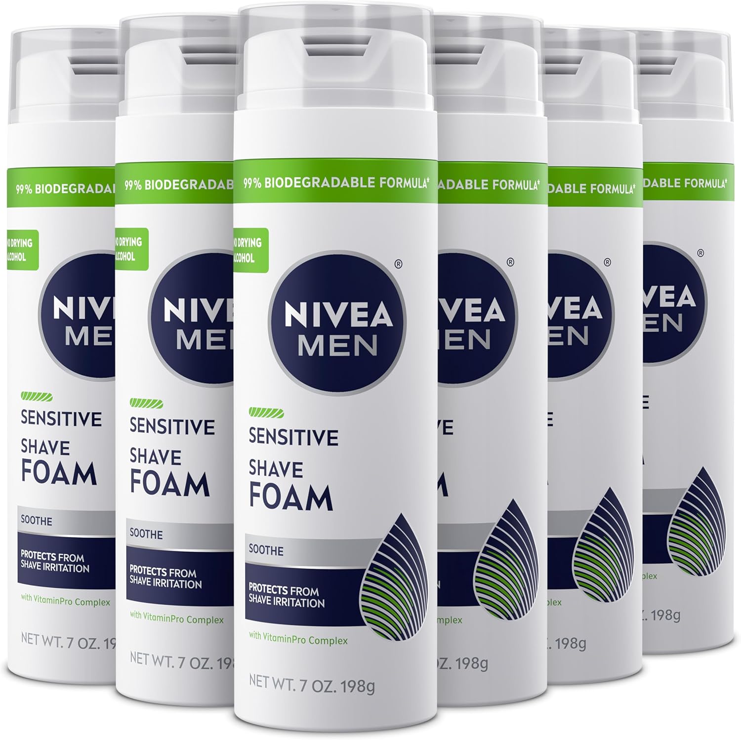 NIVEA MEN Sensitive Shaving Foam front view pack of six
